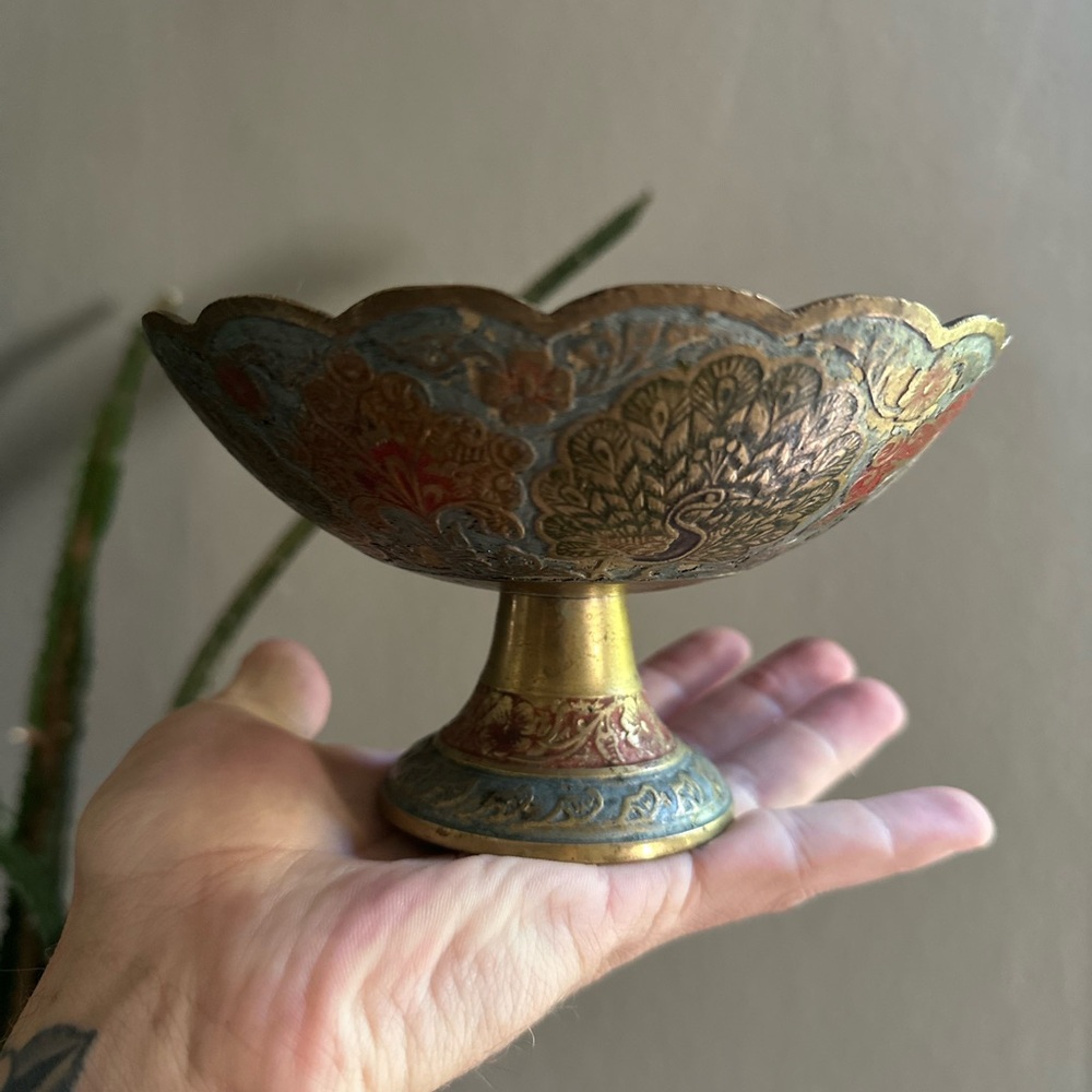 Ornate Brass Pedestal Bowl